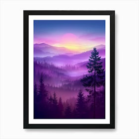 Purple Forest At Sunset Art Print