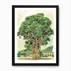 Banyan Tree Storybook Illustration 1 Art Print