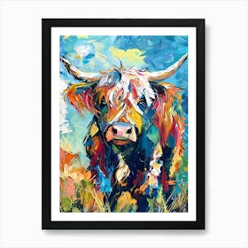 Colourful Highland Cow Abstract Art Print Art Print