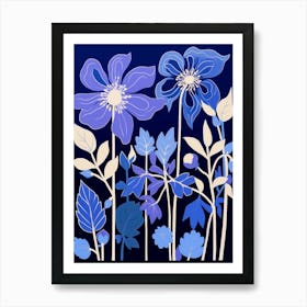 Blue Flower Illustration Columbine 3 Art Print