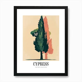 Cypress Tree Colourful Illustration 4 Poster Art Print