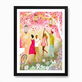 Garden Party Dance In Dawn Art Print