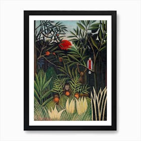 Monkeys And Parrot In The Virgin Forest, Henri Rousseau  Art Print