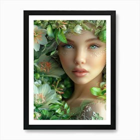 Fairy Girl With Flowers Art Print