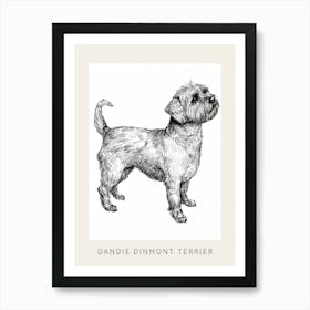 Dandie Dinmont Terrier Dog Line Sketch 1 Poster Art Print