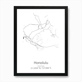 Honolulu,United States Minimalist Map Art Print