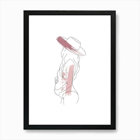 beautiful pregnant woman line art style Art Print