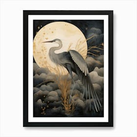 Egret 2 Gold Detail Painting Art Print