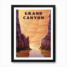 Grand Canyon, USA — Retro travel minimalist poster 2 Art Print
