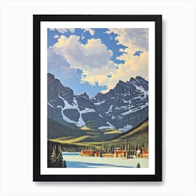 Lake Louise, Canada Ski Resort Vintage Landscape 1 Skiing Poster Art Print