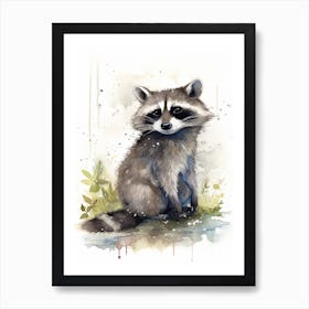 A Urban Raccoon Watercolour Illustration Storybook 1 Art Print