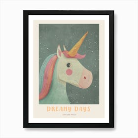 Vintage Pastel Storybook Style Unicorn 1 Poster Art Print