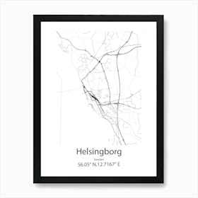 Helsingborg,Sweden Minimalist Map Art Print