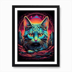 Psychedelic Cat 4 Art Print