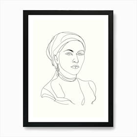 Portrait Of A Woman Hand Drawing Line Art 10 Art Print