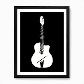 Black and White Minimalist Acoustic Guitar Illustration 2 Art Print
