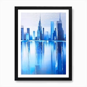 Reflections Of Cityscapes Waterscape Marble Acrylic Painting 1 Art Print