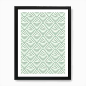 Japanese Seigaiha Wave Sage Green Art Print