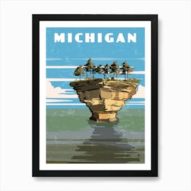 Michigan, USA — Retro travel minimalist poster Art Print