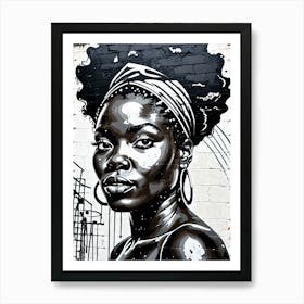 Vintage Graffiti Mural Of Beautiful Black Woman 104 Art Print