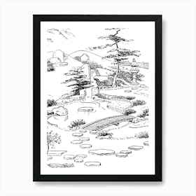 Japanese Garden Illustration Art Print