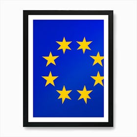 European Union Flag Emblem Circle Of Twelve Yellow Stars Spaced Evenly And Spiraled From The Center (4) Art Print