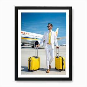 Large White Vacation Transportation Beach Isolated Bag Signs Yellow Happy Protection Air (10) Art Print