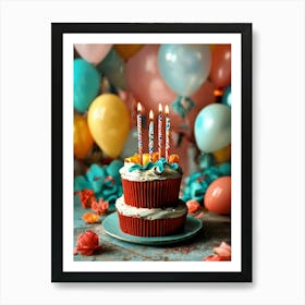 Birthday Cake With Candles Art Print