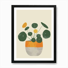 Pilea Plant Minimalist Illustration 5 Art Print