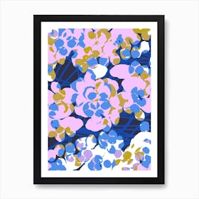 Pink And Blue Flowers Art Print