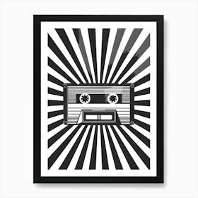 Black And White Cassette Background Vector Art Print