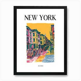 Astoria New York Colourful Silkscreen Illustration 1 Poster Art Print