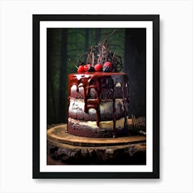 Chocolate Cake In The Forest sweet food 1 Art Print