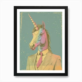 Pastel Unicorn In A Suit 4 Art Print