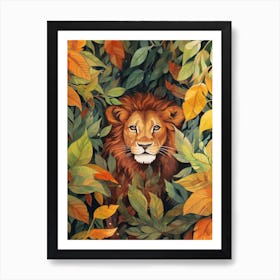 Lion In The Jungle Watercolour 4 Art Print