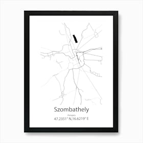 Szombathely,Hungary Minimalist Map Art Print