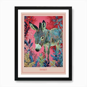 Floral Animal Painting Donkey 3 Poster Art Print