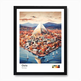 Oslo, Norway, Geometric Illustration 3 Poster Art Print