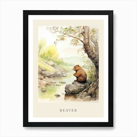Beatrix Potter Inspired  Animal Watercolour Beaver 3 Art Print