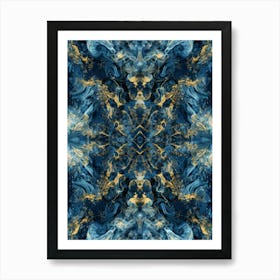 Abstract Blue And Gold 1 Art Print