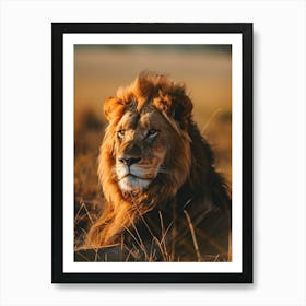 Lion In The Grass Art Print