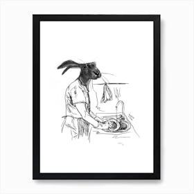 Rabbit In The Kitchen Art Print