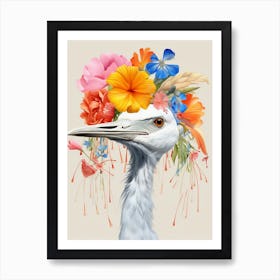 Bird With A Flower Crown Crane 1 Art Print