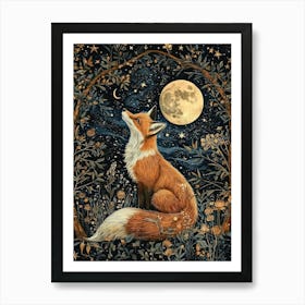 William Morris Night Fox Moon Print Morris Museum Poster Morris Exhibition Poster Painting Fox Full Art Print