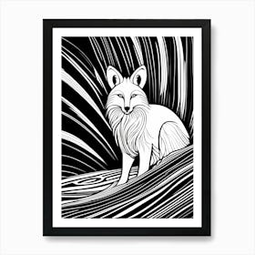 fox Lino cut Black And White art, animal art, 149 Art Print