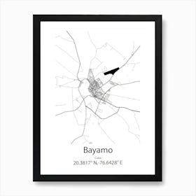 Bayamo,Cuba Minimalist Map Art Print