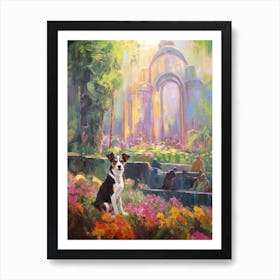 A Painting Of A Dog In Central Park Conservatory Garden, Usa In The Style Of Impressionism 02 Art Print