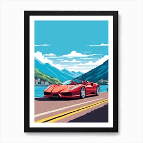 A Ferrari Enzo Car In The Lake Como Italy Illustration 2 Art Print