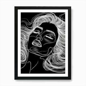 Vector Illustration Of A Woman'S Face Art Print