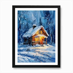 Cabin In The Snow Art Print